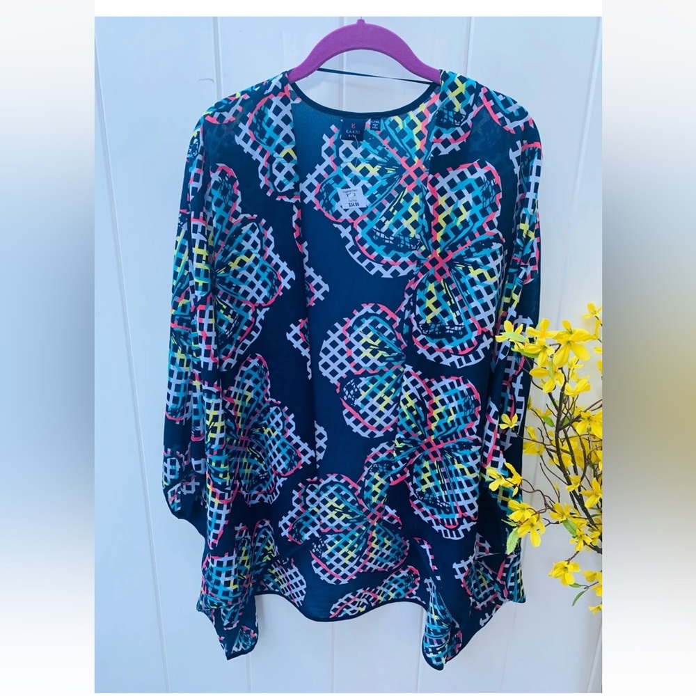 Floral Kimono Kaari Blue size Large/XL NWOT